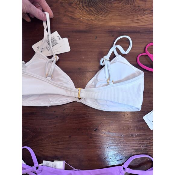 L*Space Ribbed Helena Bikini Top White & Wilder Bottom Hot Pink & Purple S NWT - Picture 10 of 16